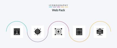 Web Pack Glyph 5 Icon Pack inklusive Browser. betrachten. 3d. Gerät. Computer vektor