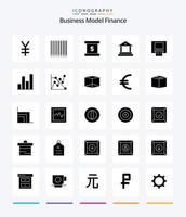 Creative Finance 25-Glyphen-Icon-Pack in Schwarz, z. B. Box. Diagramm. Bank. Analytik. Karte vektor