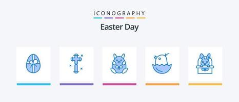 Ostern Blau 5 Icon Pack inklusive. Ostern. Urlaub. Wagen. kreatives Symboldesign vektor