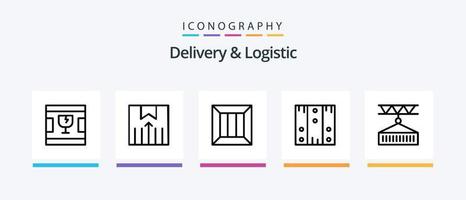 Liefer- und Logistiklinie 5 Icon Pack inklusive Logistik. Lieferung. Logistik. Analyse. Gewicht. kreatives Symboldesign vektor