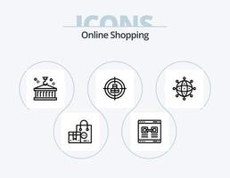 Online-Shopping-Line-Icon-Pack 5 Icon-Design. Geld. Tasche. online. Einkaufen. online vektor
