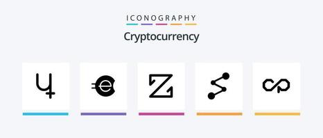 Cryptocurrency Glyph 5 Icon Pack inklusive Coin. Krypto . Kryptowährung. Münze. kreatives Symboldesign vektor