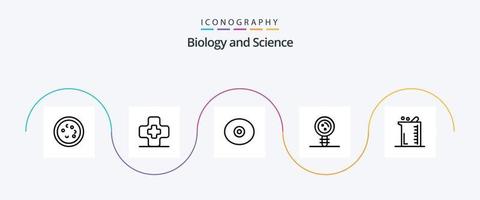 biologi linje 5 ikon packa Inklusive biokemi. genetisk. anatomi. dna. kemi vektor