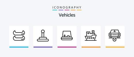 Vehicles Line 5 Icon Pack inklusive . Fahrzeug. Bathyscaph. Transport. Ebene. kreatives Symboldesign vektor