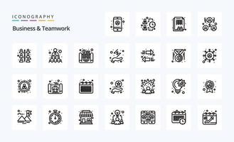 25 Business- und Teamwork-Line-Icon-Pack vektor