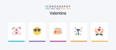 valentine platt 5 ikon packa Inklusive kalender. dag. smiley. alla hjärtans dag. användare. kreativ ikoner design vektor