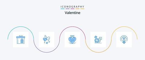 Valentine Blue 5 Icon Pack inklusive Identität. Zeichen. Valentinstag. Frauen. Liebesbrief vektor