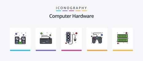 dator hårdvara linje fylld 5 ikon packa Inklusive hörlurar. dator. kör. audio. hårdvara. kreativ ikoner design vektor