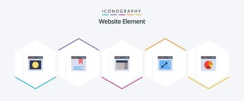 Website-Element 25 Flat Icon Pack inklusive Präsentation. Geschäft. Layout. Webseite. Browser vektor