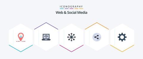 Web und Social Media 25 flache Icon-Packs inklusive . . Aktie. Einstellung. Zahn vektor