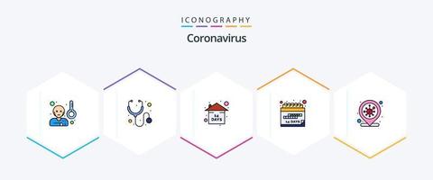 coronavirus 25 fylld linje ikon packa Inklusive coronavirus. schema. risk. karantän. datum vektor