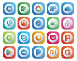 20 social media ikon packa Inklusive plurk browser browser Firefox skype vektor