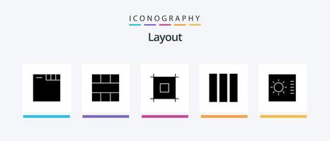 Layout-Glyphe 5 Icon Pack inklusive . Messgerät. Layout. Kontrolle. Layout. kreatives Symboldesign vektor