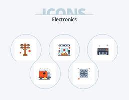 Elektronik-Flachbild-Icon-Pack 5-Icon-Design. . Synthesizer. Leistung. elektronisch. Theater vektor