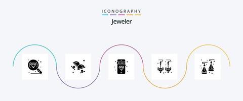 Jewellery Glyph 5 Icon Pack inklusive . Schmuck. Diamant. Schmuck. Schmuck vektor