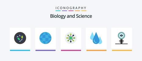 Biologie Flat 5 Icon Pack inklusive Lernen. Biologie. global. Labor. Zelle. kreatives Symboldesign vektor