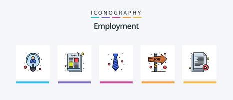 Beschäftigungslinie gefüllt 5 Icon Pack inklusive Stellenanzeige. Artikel. Präsentation. Anzeige. Rekrutierung. kreatives Symboldesign vektor