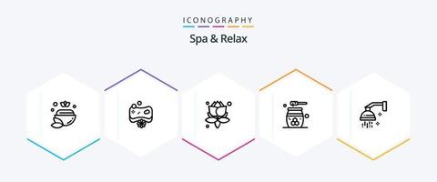 Spa und Relax 25-Zeilen-Icon-Pack inklusive Pflege. Schönheit . Seife . Anlage vektor