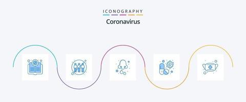 coronavirus blå 5 ikon packa Inklusive kapsel. virus. infektion. näsa. droppar vektor