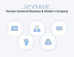 mänsklig centrerad företag och modern företag blå ikon packa 5 ikon design. mynt. gammal man. cirkel. far. portfölj vektor