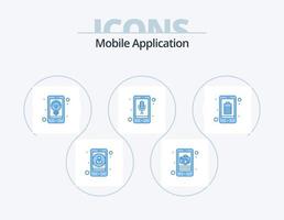 mobil Ansökan blå ikon packa 5 ikon design. batteri. Ansökan. telefon inspelare. audio igenkännande vektor