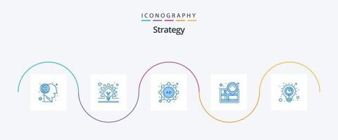 strategi blå 5 ikon packa Inklusive analys. lösning. marknadsföring. planera. stift vektor