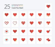 Herz 25 flache Farbsymbolpakete einschließlich Herz. Liebe. Herz. gebrochen. Überraschung vektor