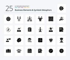 Geschäftselemente und Symbole Metaphern 25 solides Glyphen-Icon-Paket einschließlich Punkt. Strategie. herunterladen. Pfeil. Kommunikation vektor