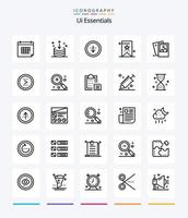 Creative UI Essentials 25 Gliederungssymbolpaket wie Foto. Galerie. importieren. ui. Ausbildung vektor