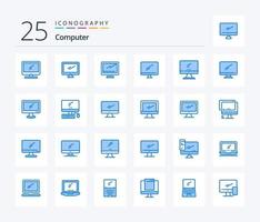 Computer 25 blaues Symbolpaket inklusive Gerät. Computer. Stk. Laptop. Gerät vektor