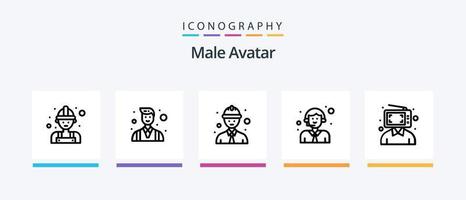 männliche Avatarlinie 5 Icon Pack inklusive Avatar. Foto. Service. Mann. Kamera. kreatives Symboldesign vektor
