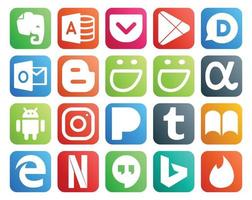20 social media ikon packa Inklusive hangouts kant självbelåten ibooks pandora vektor
