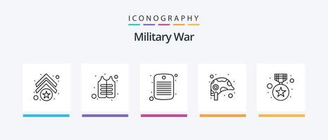 Military War Line 5 Icon Pack inklusive Militär. Fahrzeug. Armee. Transport. Jeep. kreatives Symboldesign vektor