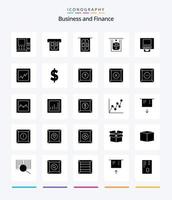 kreativ finansiera 25 glyf fast svart ikon packa sådan som låda. Diagram. låda. analyser. radera vektor