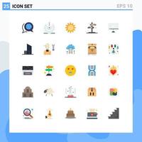 grupp av 25 platt färger tecken och symboler för pil tecken signal riktning ljus redigerbar vektor design element