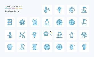 25 Biochemie-Blau-Icon-Pack vektor