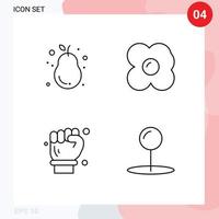 uppsättning av 4 vektor fylld linje platt färger på rutnät för avokado arkitekt päron kök skruvnyckel redigerbar vektor design element