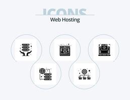 Webhosting-Glyphen-Icon-Pack 5-Icon-Design. Internet. Wolke. Internet-Hosting. Web-Hosting. Datenbank vektor