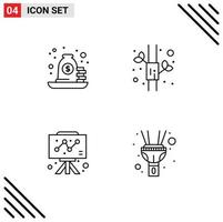 Aktienvektor-Icon-Pack mit 4 Zeilenzeichen und Symbolen für Darlehensgeschäftstasche China-Grafik editierbare Vektordesign-Elemente vektor