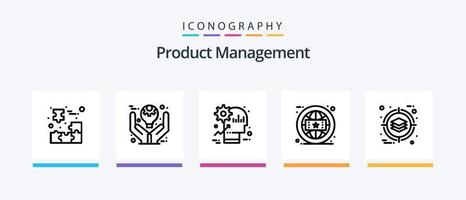 produkt förvaltning linje 5 ikon packa Inklusive förvaltning. företag. produkt. vig. användare. kreativ ikoner design vektor