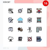 uppsättning av 16 modern ui ikoner symboler tecken för utbildning konsument råd mynt företag redigerbar kreativ vektor design element