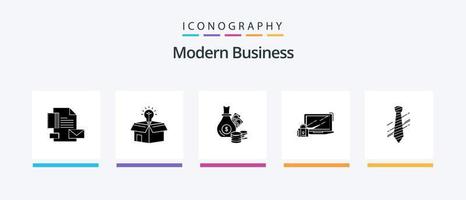 Modern Business Glyph 5 Icon Pack inklusive Sicherheit. Computer. Lösung. Gold. Geschäft. kreatives Symboldesign vektor