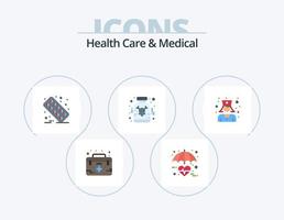 Gesundheitswesen und medizinisches Flat Icon Pack 5 Icon Design. Medizin. medizinisch. Pflege. Arzneimittel. Medizin vektor