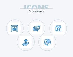 E-Commerce blaues Icon Pack 5 Icon Design. . E-Commerce. offen. Kasten. online vektor