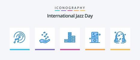 International Jazz Day Blue 5 Icon Pack inklusive Sound. Kopfhörer. Musik. Spieler. Musik. kreatives Symboldesign vektor