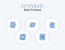 zurück zur Schule blau Icon Pack 5 Icon Design. Bleistift. Farbe. Bleistift. Schule. Wissenschaft vektor