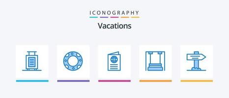 semester blå 5 ikon packa Inklusive Karta. dagis. id. ungar. barndom. kreativ ikoner design vektor