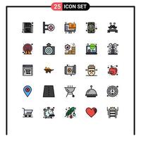 25 universelle gefüllte Linien flache Farbzeichen Symbole für Feiern und Archiv-Lern-Apps Bildung editierbare Vektordesign-Elemente vektor