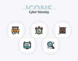 Cyber Monday Linie gefüllt Icon Pack 5 Icon Design. online Shop. Verkauf. Netz. Kasten. Geschäft vektor