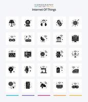 kreatives internet der dinge 25 glyph solid black icon pack wie internet. WLAN winken. Kopfhörer. geschützt. Hände vektor